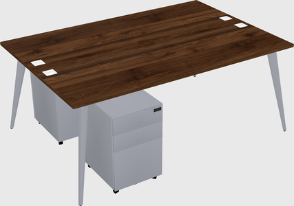 Shared rectangular office desk system