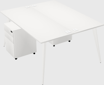 Shared rectangular office desk system
