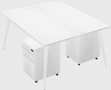 Shared rectangular office desk system