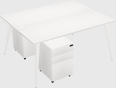 Shared rectangular office desk system