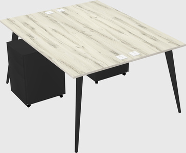 Shared rectangular office desk system