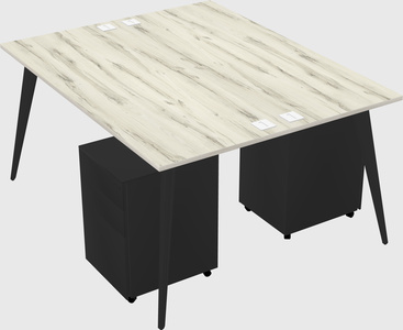 Shared rectangular office desk system