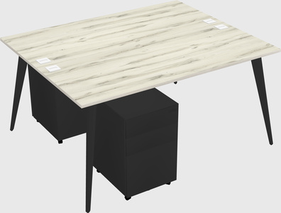 Shared rectangular office desk system
