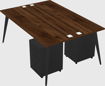 Shared rectangular office desk system