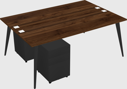 Shared rectangular office desk system