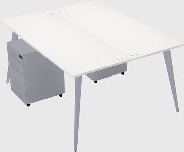 Shared rectangular office desk system