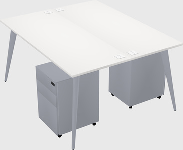 Shared rectangular office desk system