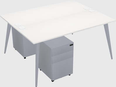Shared rectangular office desk system