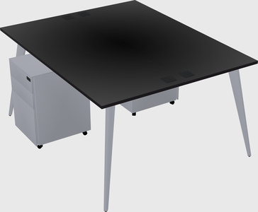 Shared rectangular office desk system