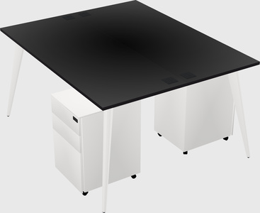 Shared rectangular office desk system