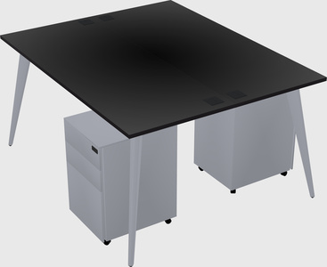 Shared rectangular office desk system