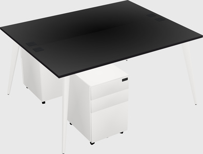Shared rectangular office desk system
