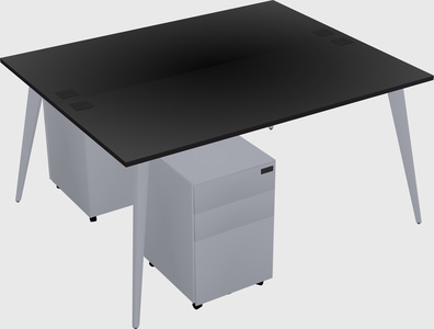 Shared rectangular office desk system