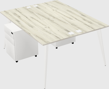 Shared rectangular office desk system