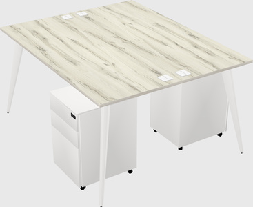 Shared rectangular office desk system