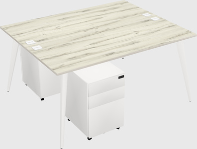 Shared rectangular office desk system