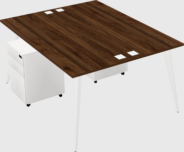 Shared rectangular office desk system