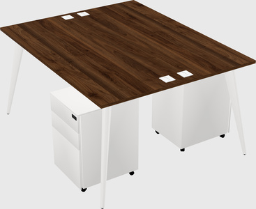 Shared rectangular office desk system