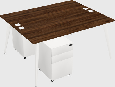 Shared rectangular office desk system