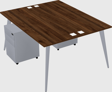 Shared rectangular office desk system