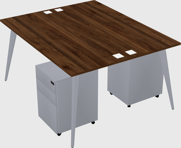 Shared rectangular office desk system