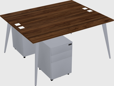 Shared rectangular office desk system