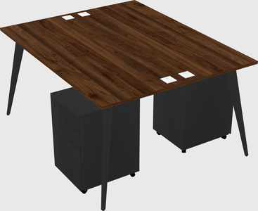 Shared rectangular office desk system