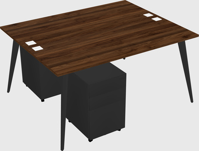 Shared rectangular office desk system