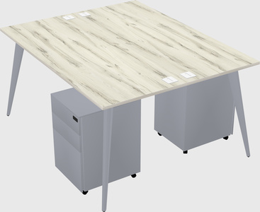 Shared rectangular office desk system