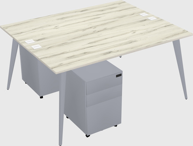 Shared rectangular office desk system