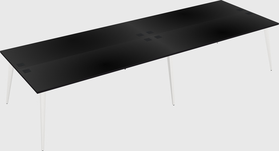 Shared rectangular office desk system