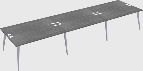 Shared rectangular office desk system