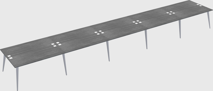 Shared rectangular office desk system