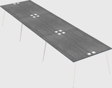 Shared rectangular office desk system