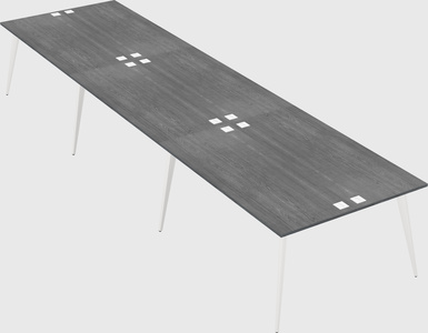 Shared rectangular office desk system