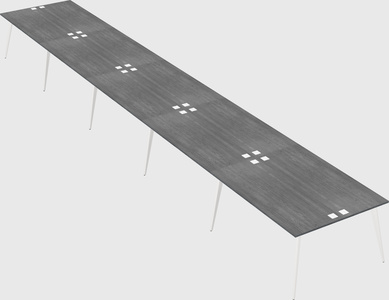 Shared rectangular office desk system