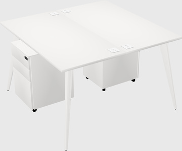 Shared rectangular office desk system