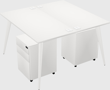 Shared rectangular office desk system