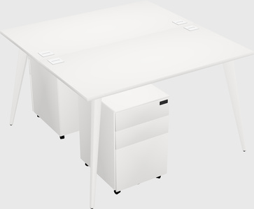 Shared rectangular office desk system