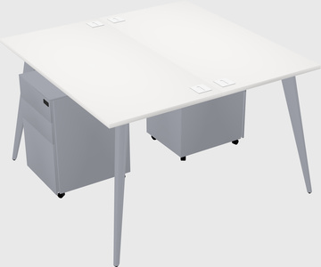 Shared rectangular office desk system