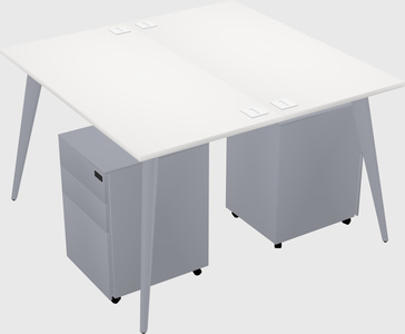 Shared rectangular office desk system