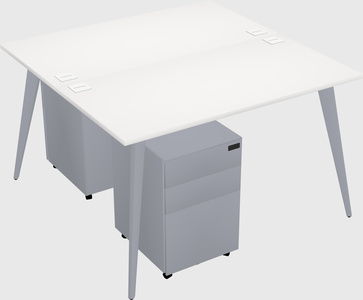 Shared rectangular office desk system