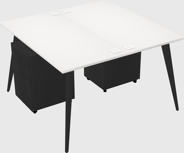 Shared rectangular office desk system