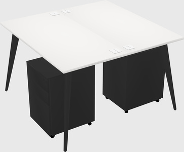 Shared rectangular office desk system