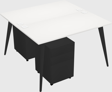 Shared rectangular office desk system