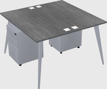 Shared rectangular office desk system