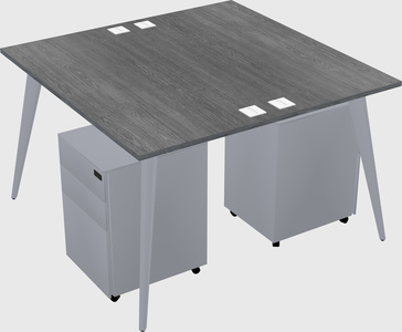 Shared rectangular office desk system
