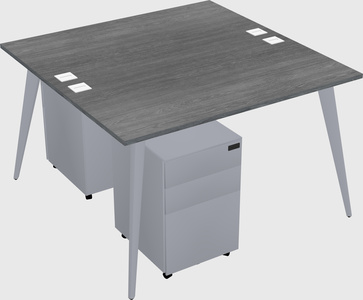 Shared rectangular office desk system