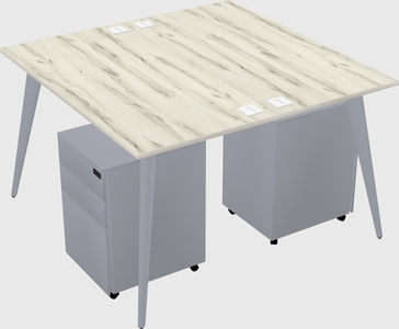 Shared rectangular office desk system