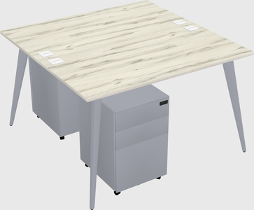 Shared rectangular office desk system